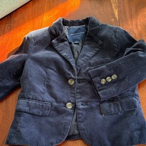 Janie and Jack Navy Velvet Blazer with Button Details